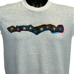 Vintage Parachute T Shirt Mens Small 80s Skydiving Sleeveless Made In USA White